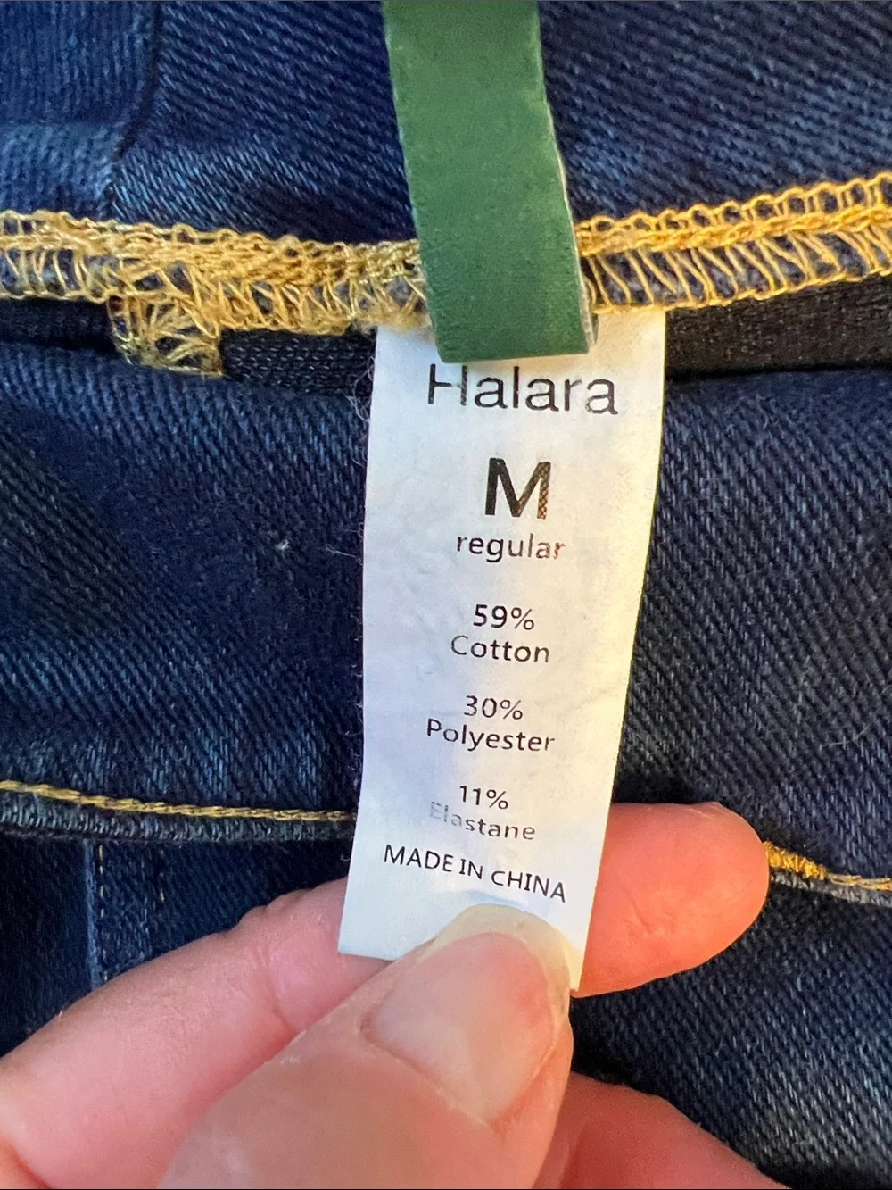 HALARA Dark Blue Denim Bodycon  Skirt with Front Slit M